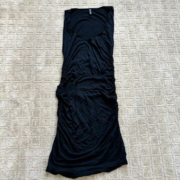 Revolve Riller & Fount Mini Tank Dress Ruched Black Women's 1 Small Stretch Y2K - Picture 2 of 8